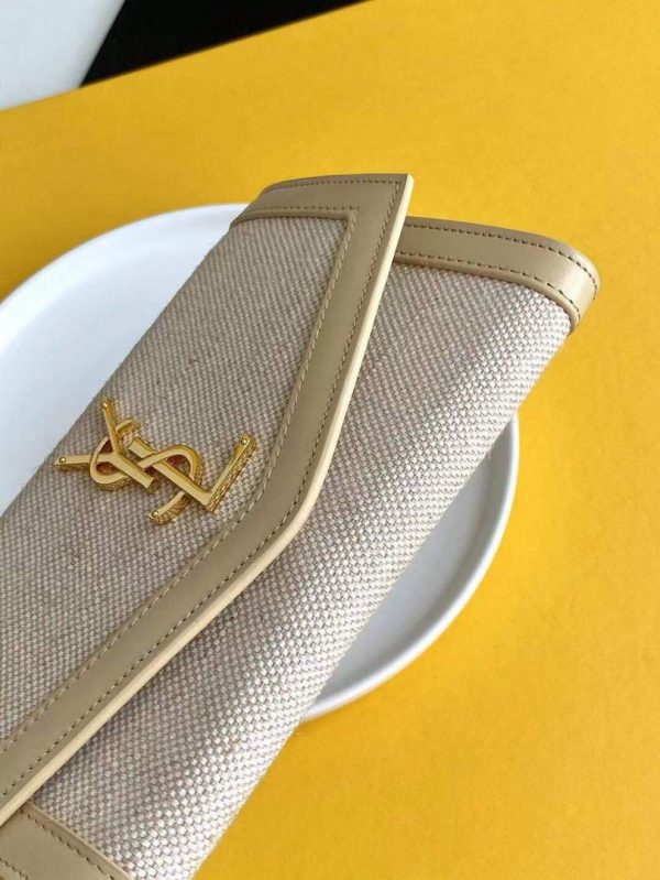 YSL 607788 Yves Saint Laurent Uptown Chain Wallet In Micro Raffia Apricot | ysl 607788 yves saint laurent uptown chain wallet in micro raffia apricot 4