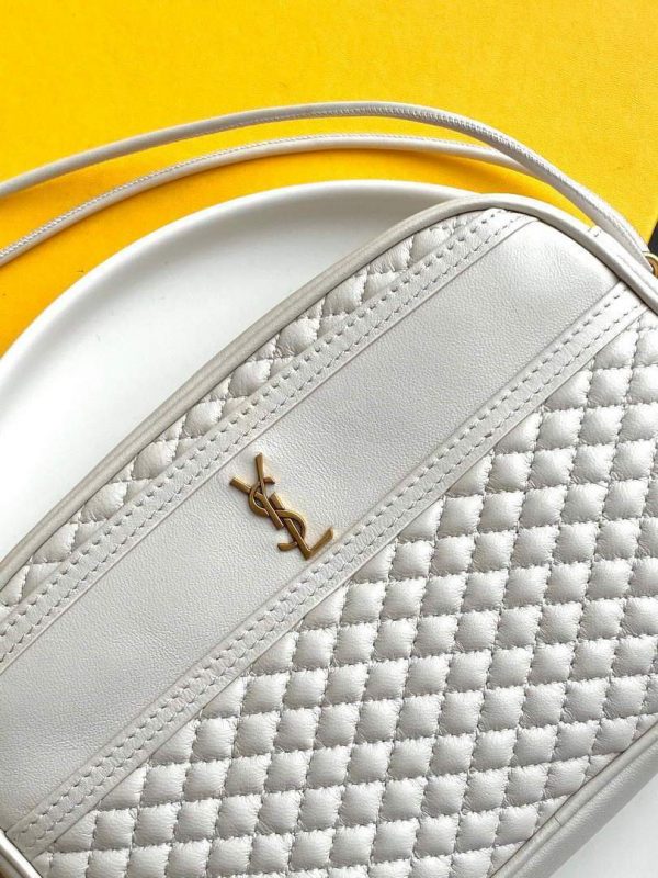 YSL 648990 Victoire Camera Bag In Quilted Lambskin White | ysl 648990 victoire camera bag in quilted lambskin 16