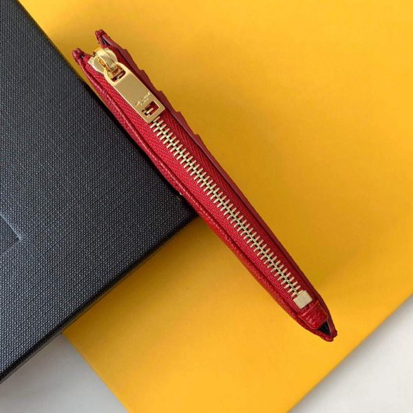 YSL Monogram Fragments Zippered Card Case In Grain De Poudre Embossed Leather 607915 Red Gold | ysl monogram fragments zippered card case in grain de poudre embossed leather 607915 red with gold 6