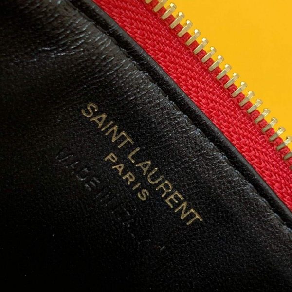 YSL Monogram Fragments Zippered Card Case In Grain De Poudre Embossed Leather 607915 Red Gold | ysl monogram fragments zippered card case in grain de poudre embossed leather 607915 red with gold 8
