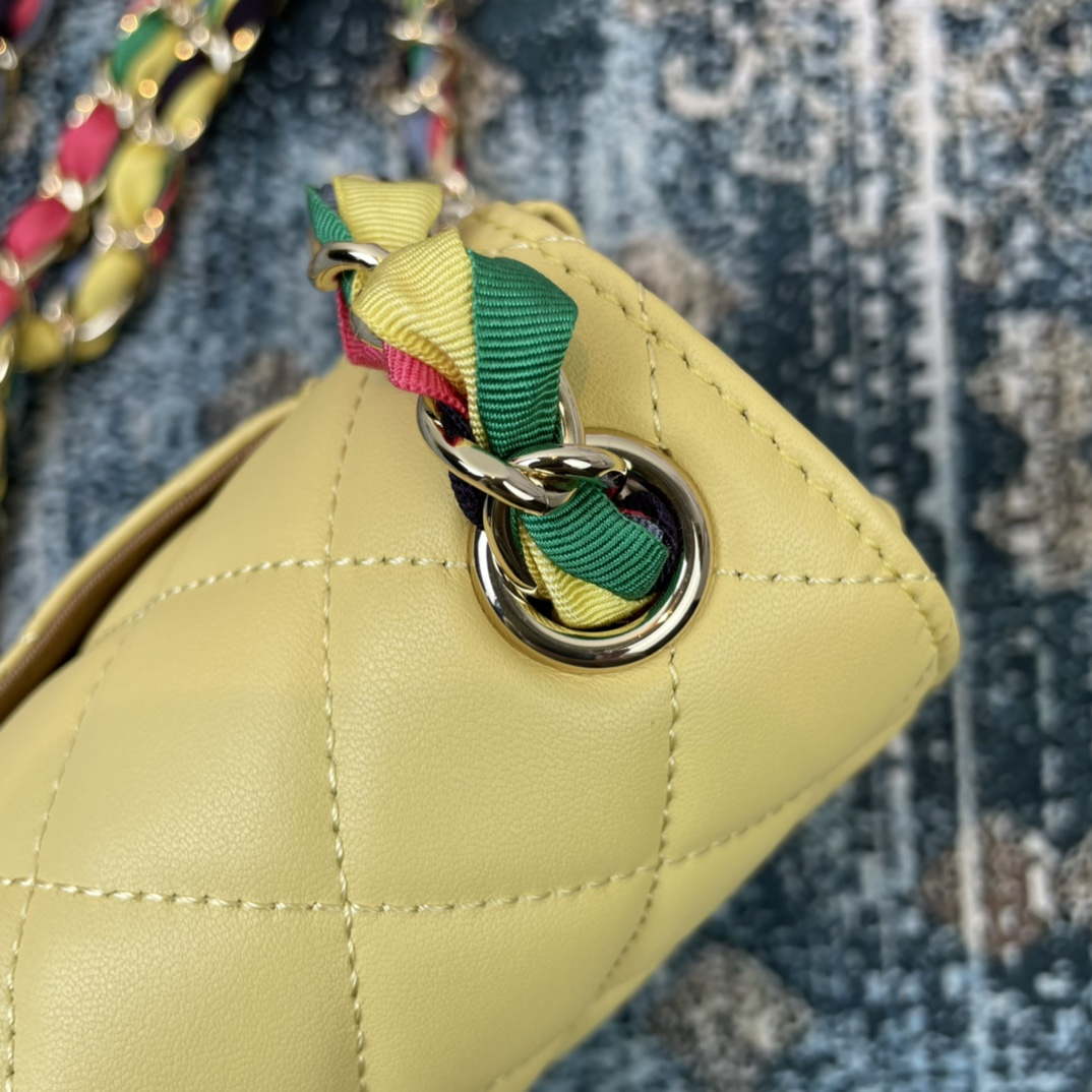 Chanel AS2411 Flap Bag Lambskin Mixed Fibers Gold Tone Metal Yellow | voguebags.ru 1618796995038 6