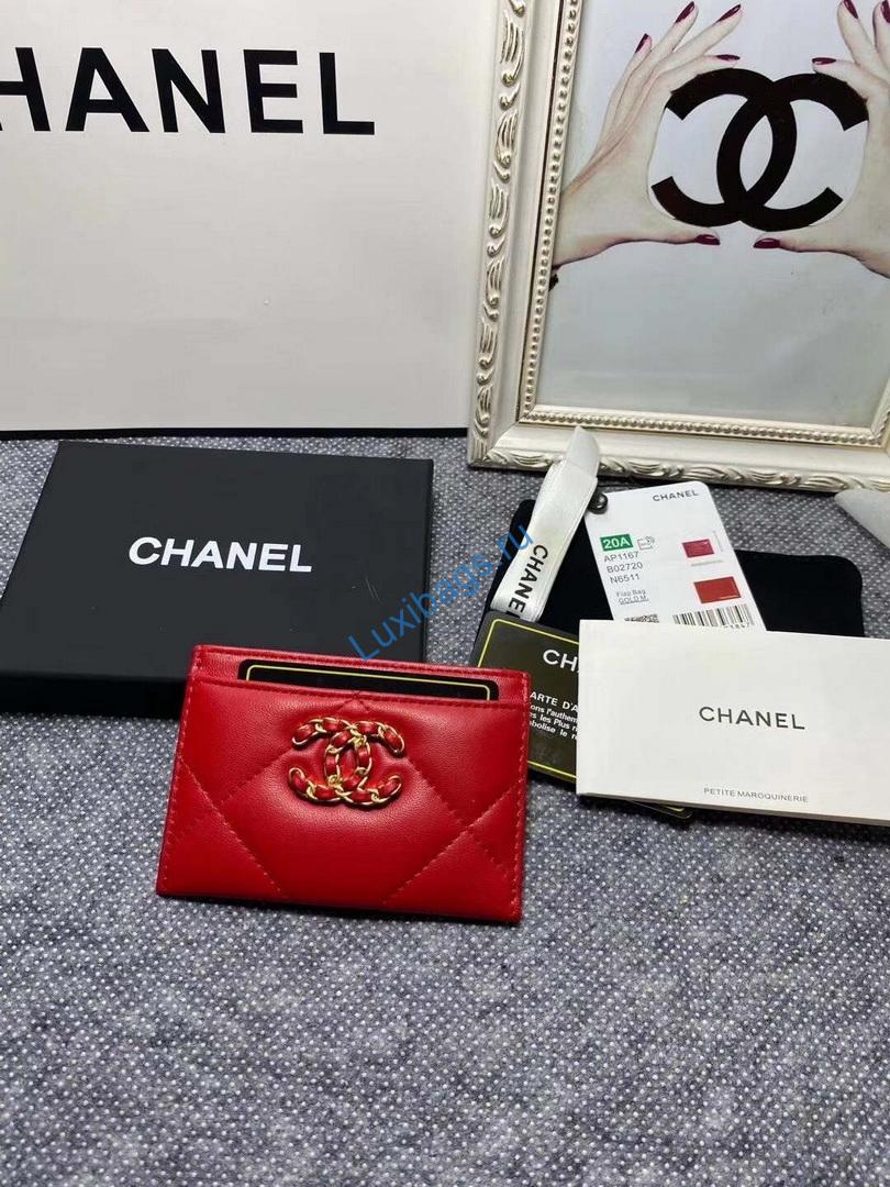 Chanel 19 card holder Lambskin AP1167 Red | voguebags.ru chanel 19 card holder lambskin ap1167 red 2