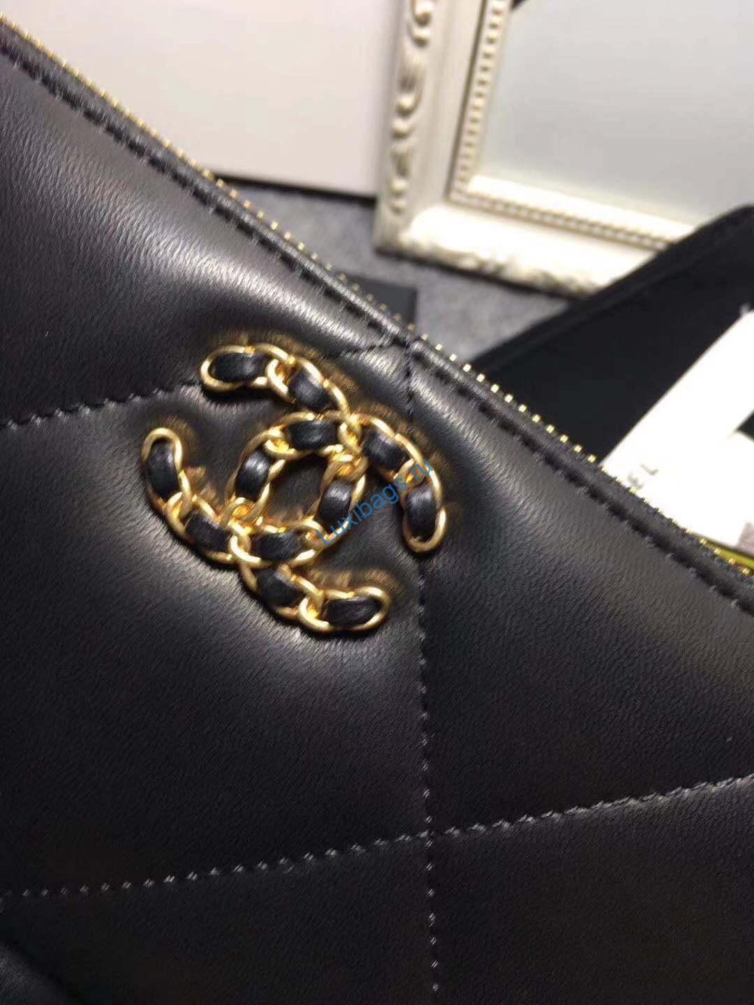 Chanel AP0956 Chanel 19 Long Zipped Wallet Lambskin Black | voguebags.ru chanel ap0956 chanel 19 long flap wallet lambskin 51
