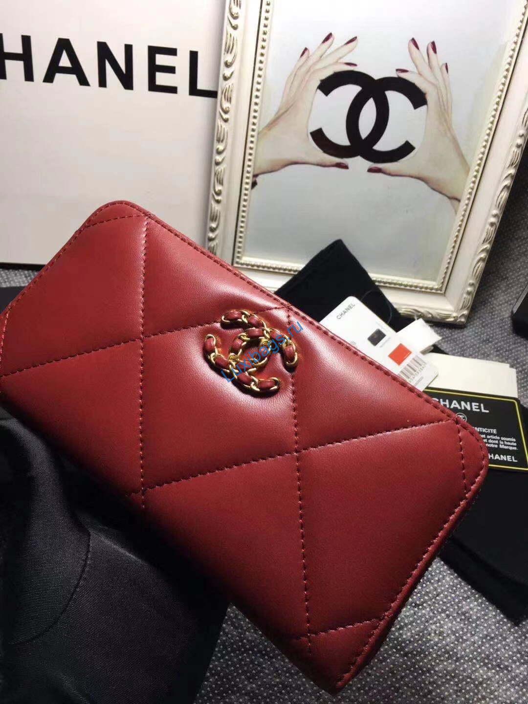 Chanel AP0956 Chanel 19 Long zipped Wallet Lambskin Wine Red | voguebags.ru chanel ap0956 chanel 19 long flap wallet lambskin 68