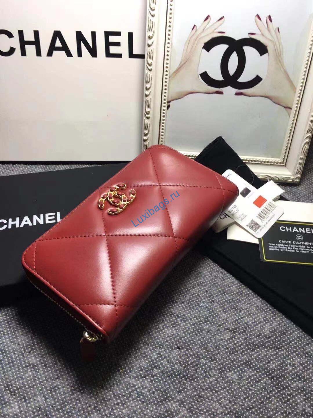 Chanel AP0956 Chanel 19 Long zipped Wallet Lambskin Wine Red | voguebags.ru chanel ap0956 chanel 19 long flap wallet lambskin 69