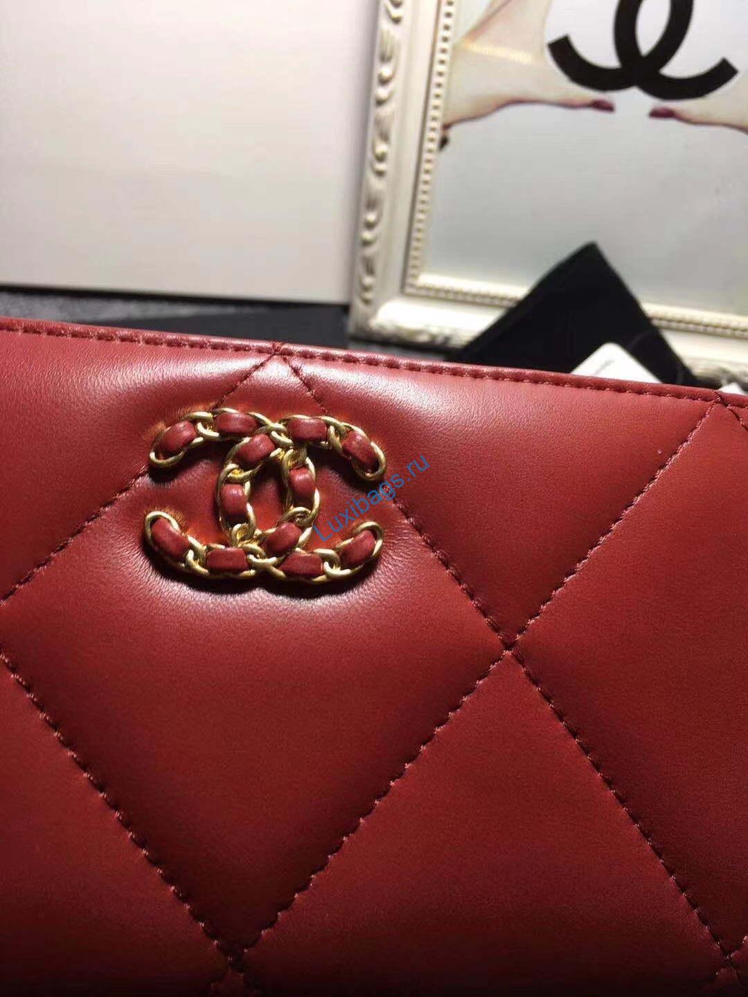 Chanel AP0956 Chanel 19 Long zipped Wallet Lambskin Wine Red | voguebags.ru chanel ap0956 chanel 19 long flap wallet lambskin 70