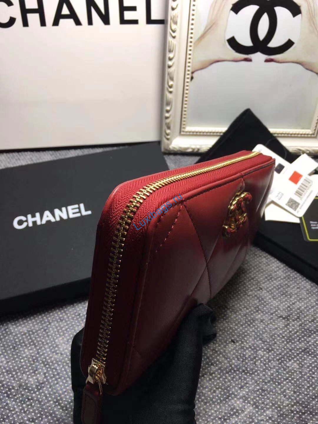 Chanel AP0956 Chanel 19 Long zipped Wallet Lambskin Wine Red | voguebags.ru chanel ap0956 chanel 19 long flap wallet lambskin 71