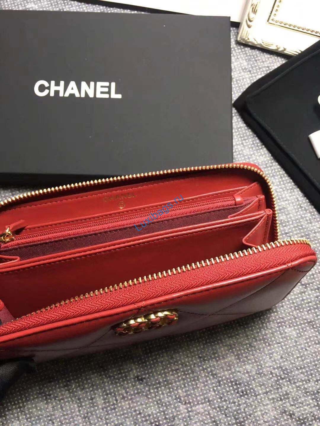 Chanel AP0956 Chanel 19 Long zipped Wallet Lambskin Wine Red | voguebags.ru chanel ap0956 chanel 19 long flap wallet lambskin 72