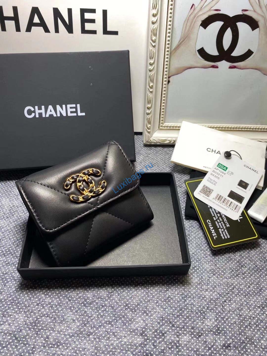 Chanel AP1064 19 Small flap wallet Lambskin Black