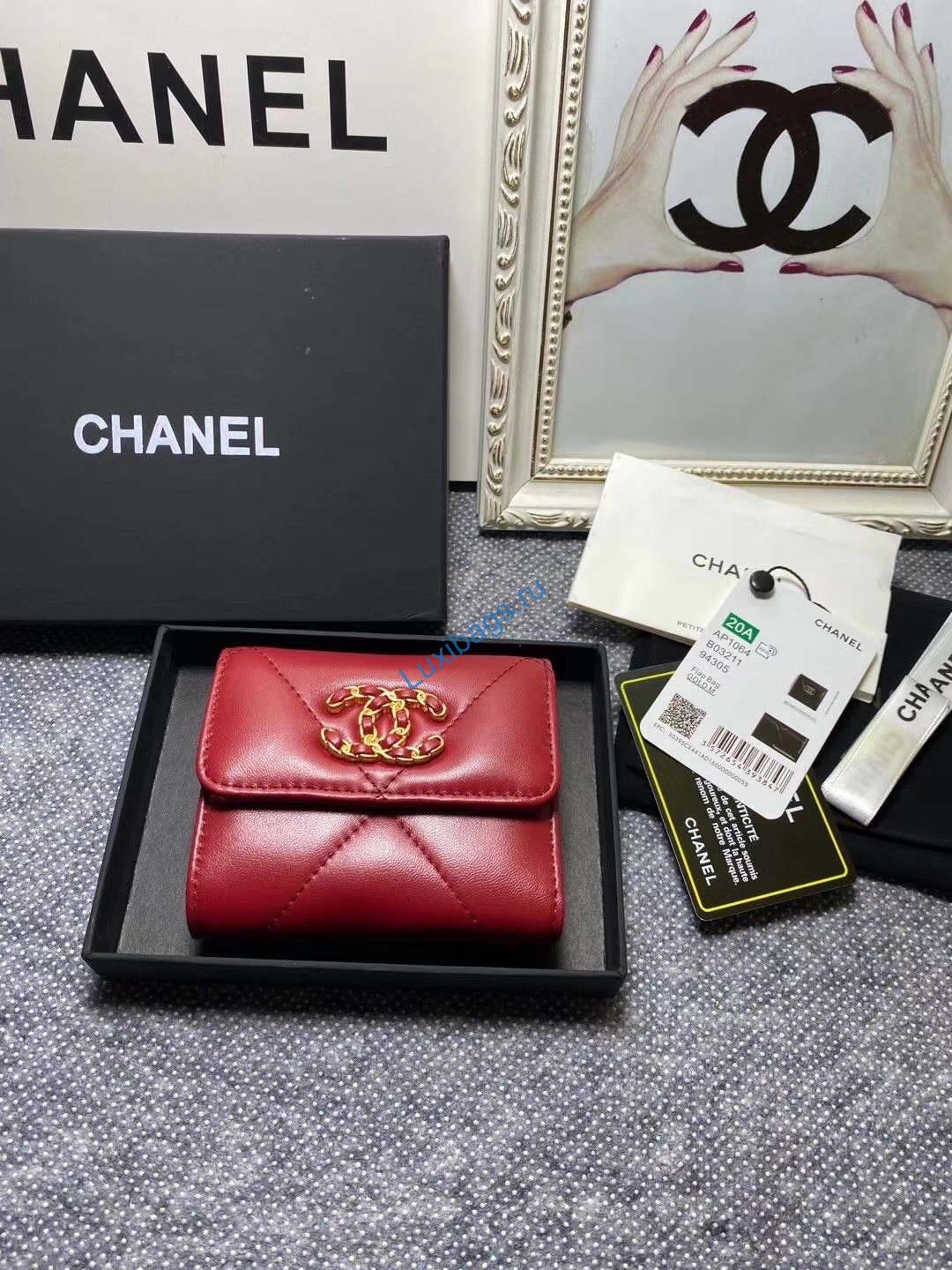 Chanel AP1064 19 Small flap wallet Lambskin Wine Red