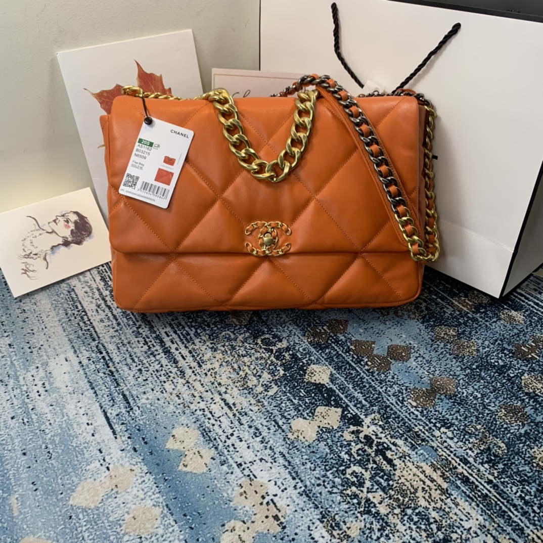 Chanel AS1162 Chanel 19 Maxi Flap Bag Lambskin B02875 Oragne