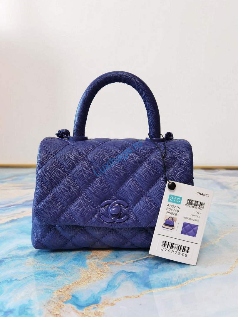 Chanel AS2215 Mini Flap Bag with Top Handle Bag Grained Calfskin Purple | voguebags.ru chanel as2215 mini flap bag with top handle bag grained calfskin blue 22