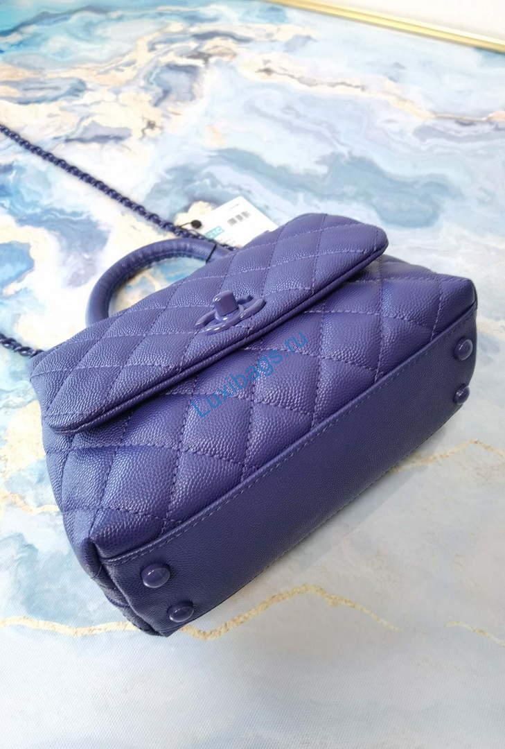 Chanel AS2215 Mini Flap Bag with Top Handle Bag Grained Calfskin Purple | voguebags.ru chanel as2215 mini flap bag with top handle bag grained calfskin blue 25