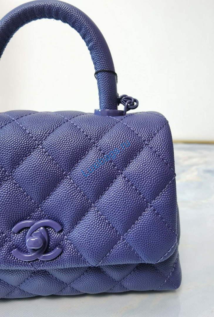 Chanel AS2215 Mini Flap Bag with Top Handle Bag Grained Calfskin Purple | voguebags.ru chanel as2215 mini flap bag with top handle bag grained calfskin blue 26