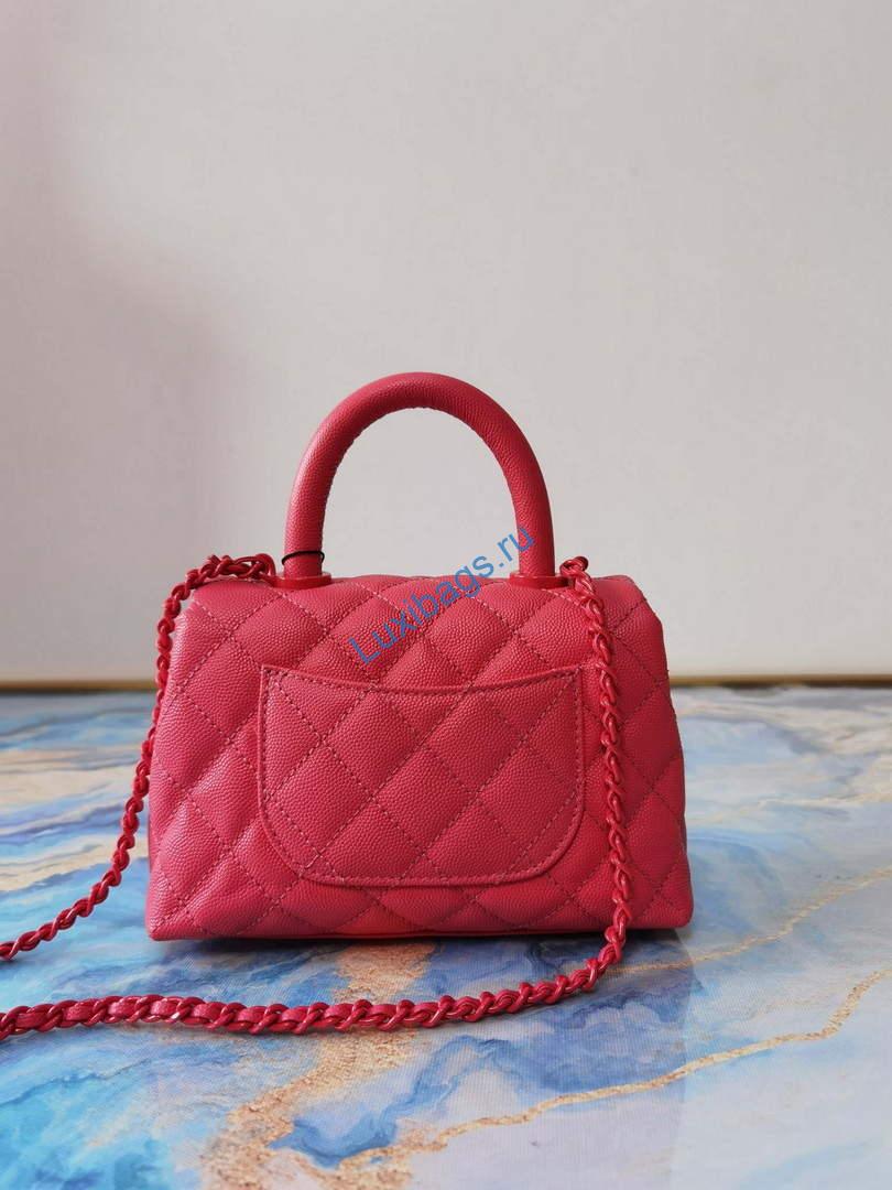 Chanel AS2215 Mini Flap Bag with Top Handle Bag Grained Calfskin Roe Red | voguebags.ru chanel as2215 mini flap bag with top handle bag grained calfskin rose red 3