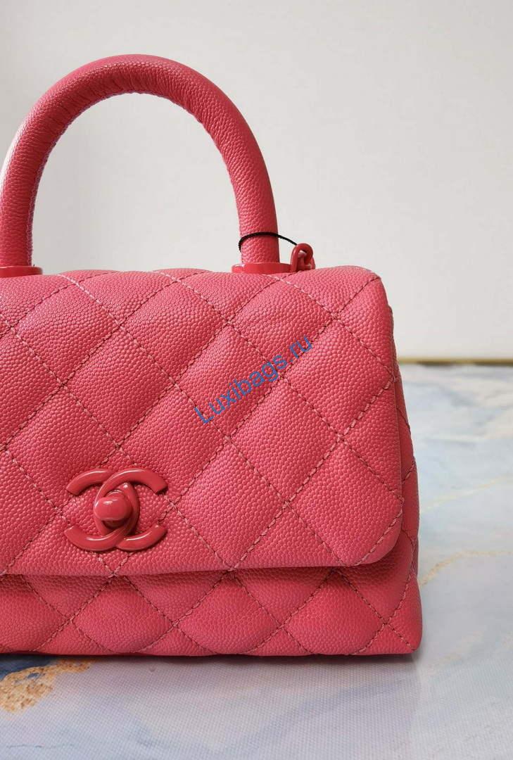 Chanel AS2215 Mini Flap Bag with Top Handle Bag Grained Calfskin Roe Red | voguebags.ru chanel as2215 mini flap bag with top handle bag grained calfskin rose red 5