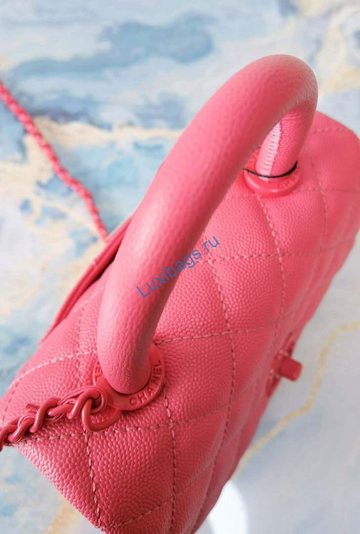 Chanel AS2215 Mini Flap Bag with Top Handle Bag Grained Calfskin Roe Red | voguebags.ru chanel as2215 mini flap bag with top handle bag grained calfskin rose red 6