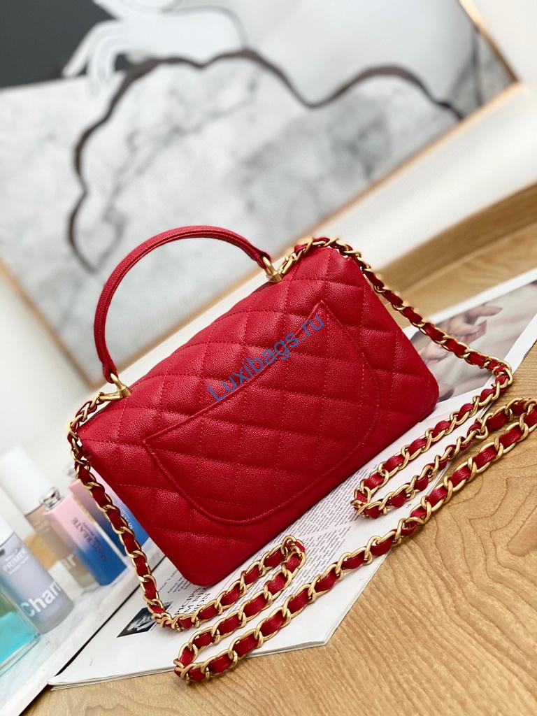 chanel as2431 mini flap bag with top handle calfskin red 1 Chanel AS2431 Mini flap bag with top handle Calfskin Red | voguebags.ru chanel as2431 chanel mini flap bag with top handle calfskin red 2