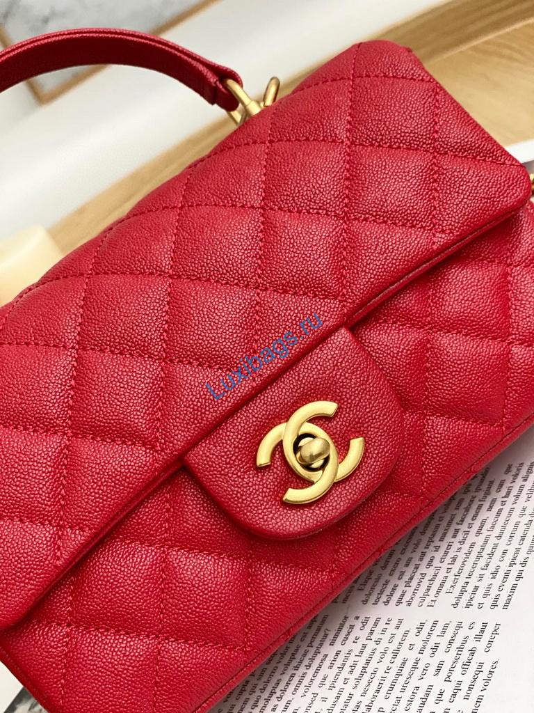 chanel as2431 mini flap bag with top handle calfskin red 2 Chanel AS2431 Mini flap bag with top handle Calfskin Red | voguebags.ru chanel as2431 chanel mini flap bag with top handle calfskin red 3