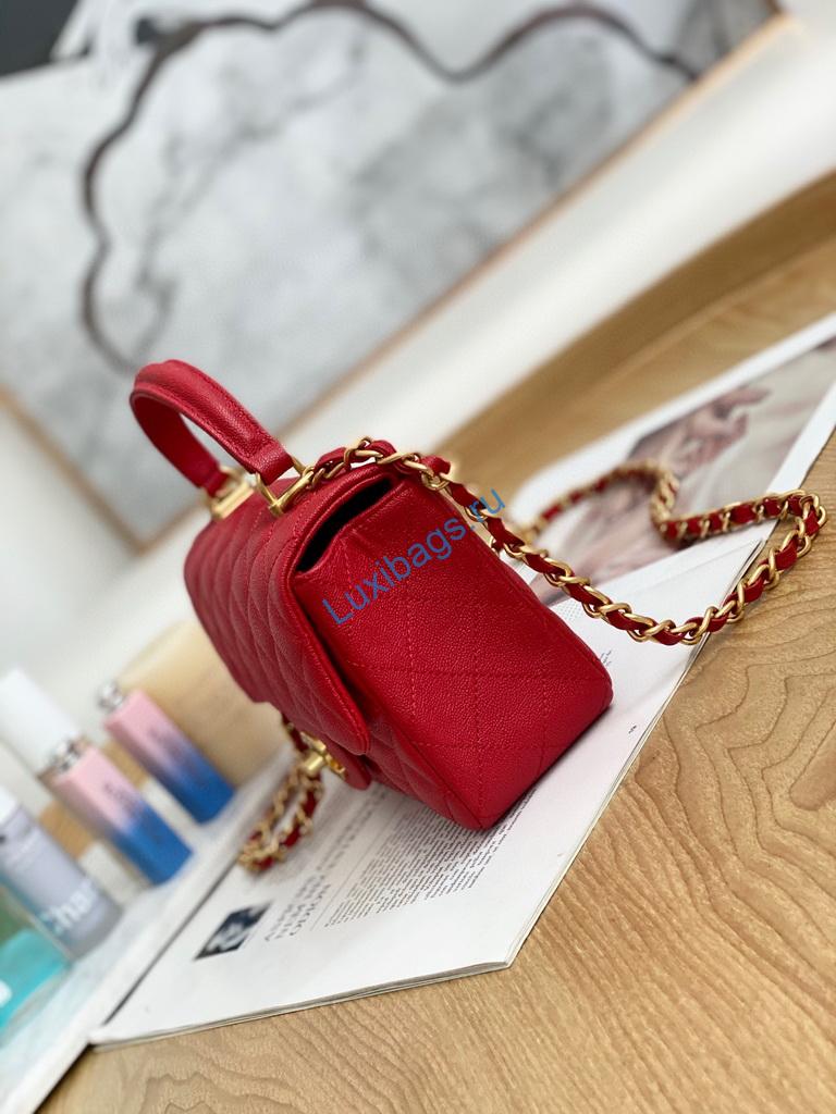 chanel as2431 mini flap bag with top handle calfskin red 3 Chanel AS2431 Mini flap bag with top handle Calfskin Red | voguebags.ru chanel as2431 chanel mini flap bag with top handle calfskin red 4