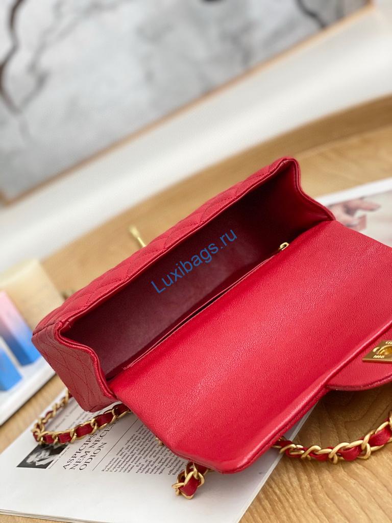 Chanel AS2431 Mini flap bag with top handle Calfskin Red | voguebags.ru chanel as2431 chanel mini flap bag with top handle calfskin red 8