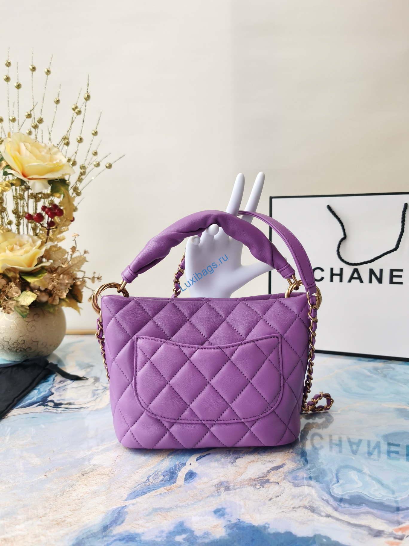 Chanel as2989 Chain lambskin bag with top handle purple | voguebags.ru chanel as2989 chain lambskin bag with top handle purple 3