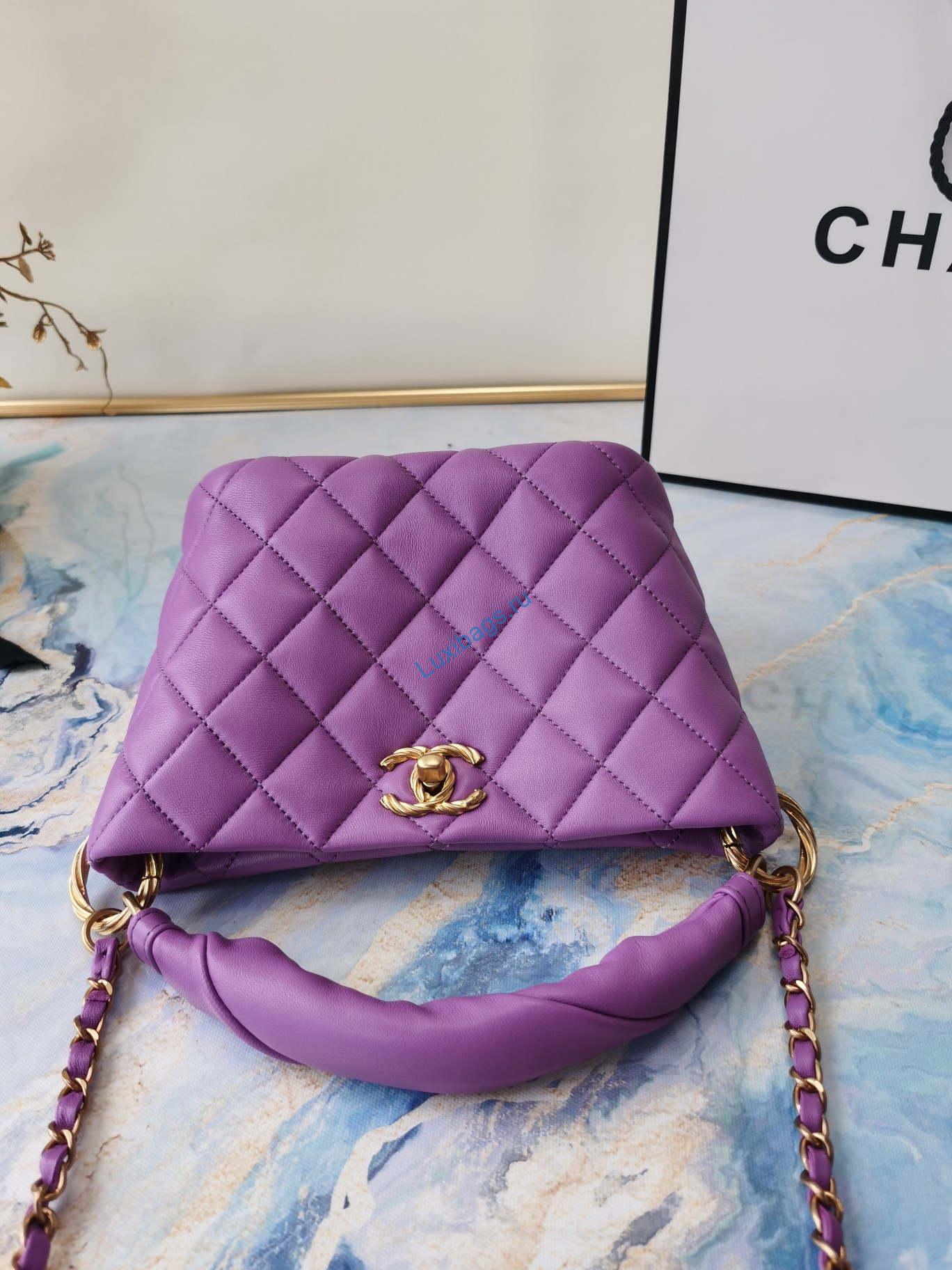 Chanel as2989 Chain lambskin bag with top handle purple | voguebags.ru chanel as2989 chain lambskin bag with top handle purple 6