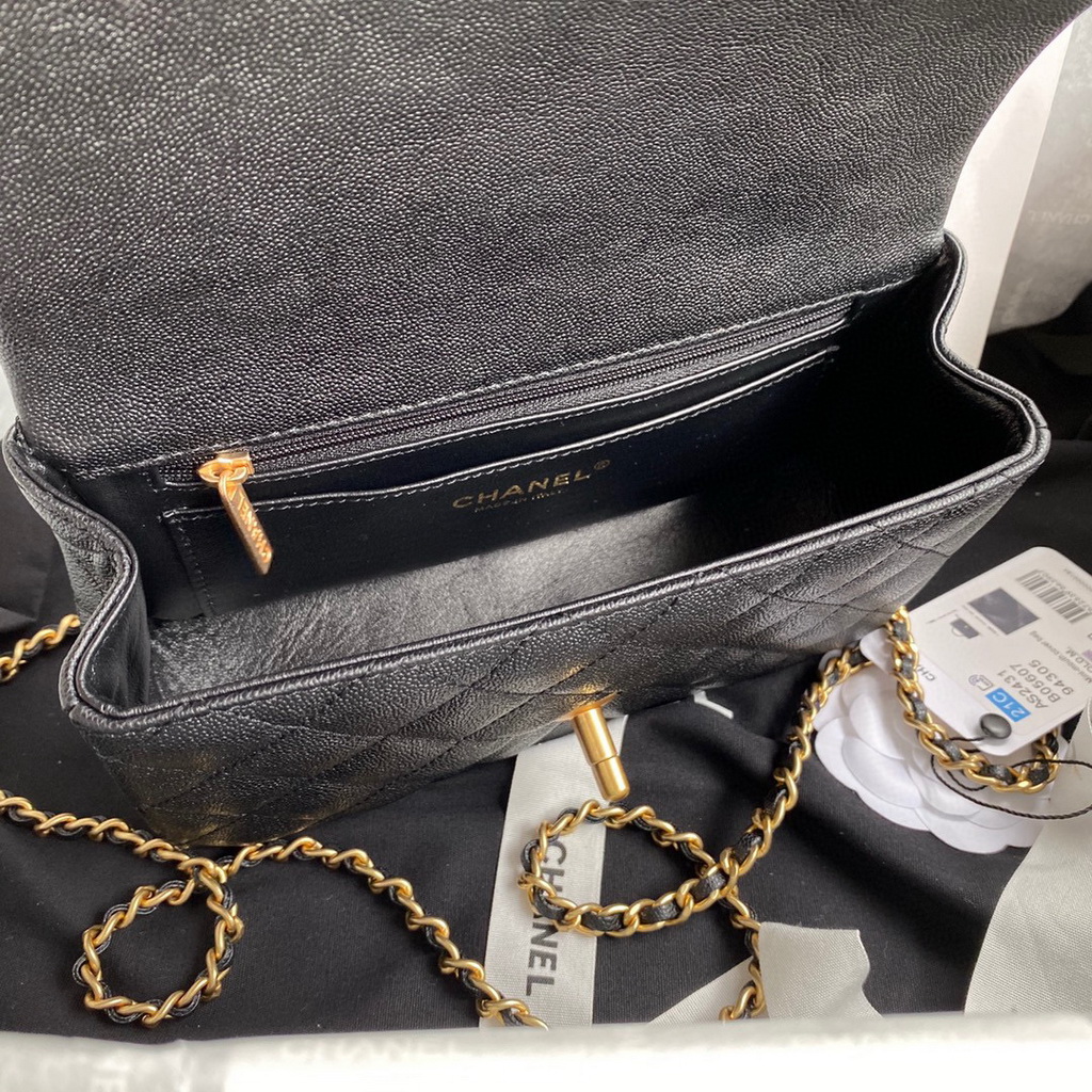 Chanel Mini Flap Bag with top Handle AS2431 Grained Calfskin Black | voguebags.ru img 2494