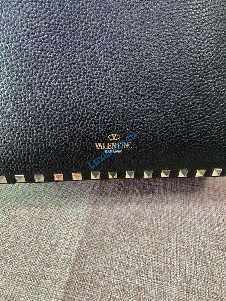Valentino 2B0C17 Rockstud Grainy Calfskin Hobo Bag 50031S Black | voguebags.ru valentino 2b0c17 rockstud grainy calfskin hobo bag 50031s 31