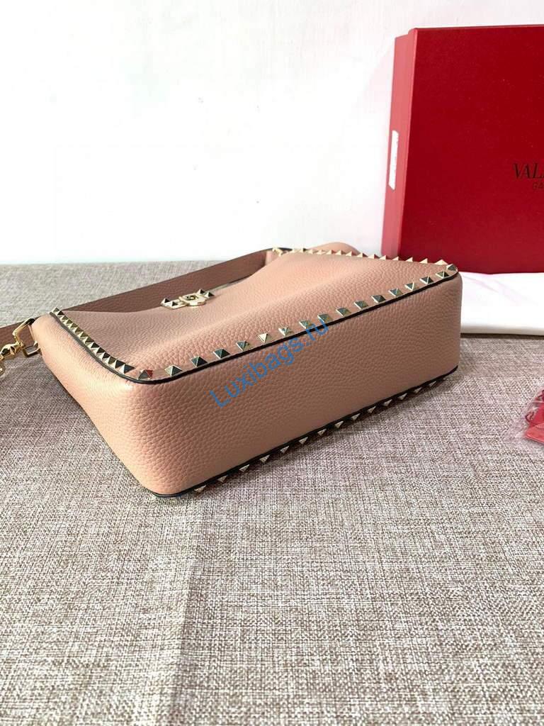 Valentino 2B0C17 Rockstud Grainy Calfskin Hobo Bag 50031S Light Pink | voguebags.ru valentino 2b0c17 rockstud grainy calfskin hobo bag 50031s 35