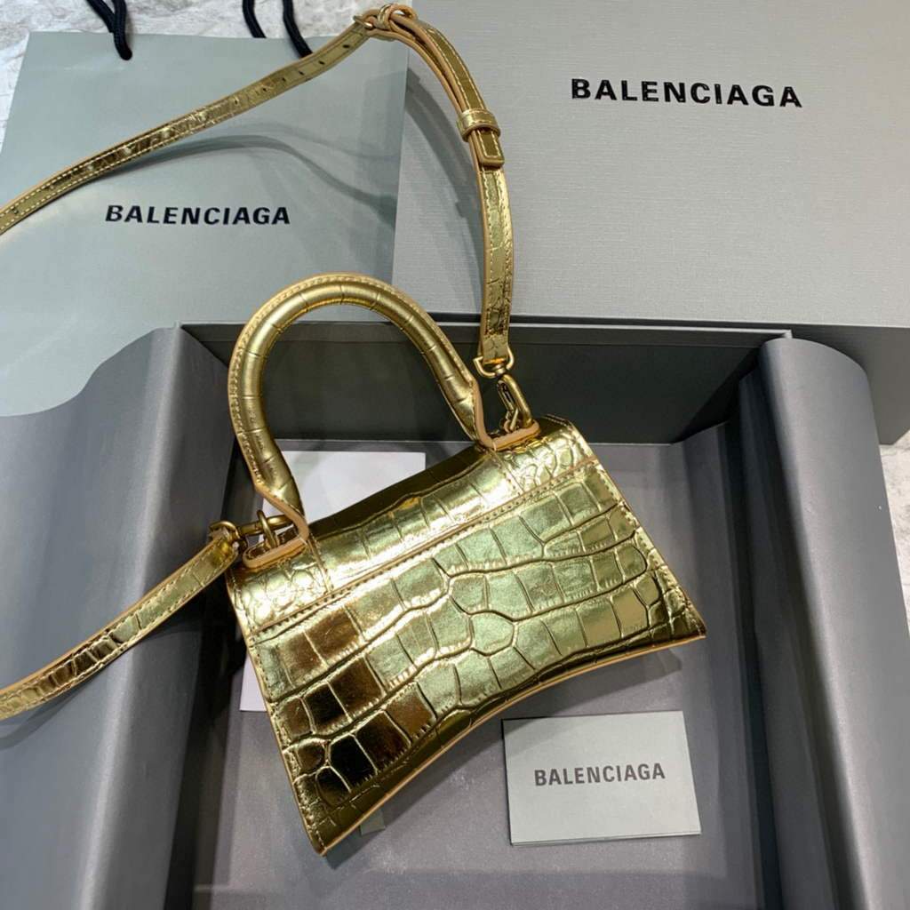 Balenciaga 592833 Hourglass XS Top Handle Bag Gold | balenciaga 592833 hourglass xs top handle bag 100