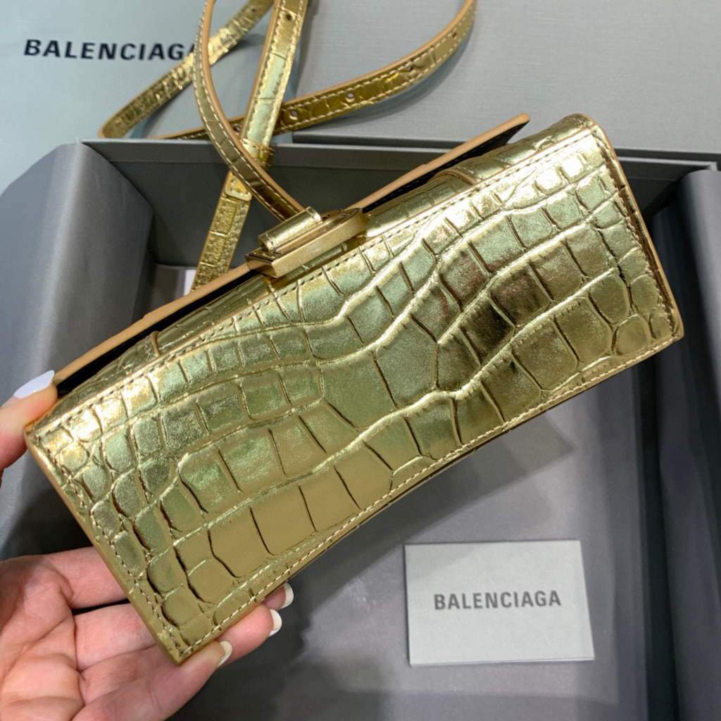 Balenciaga 592833 Hourglass XS Top Handle Bag Gold | balenciaga 592833 hourglass xs top handle bag 102