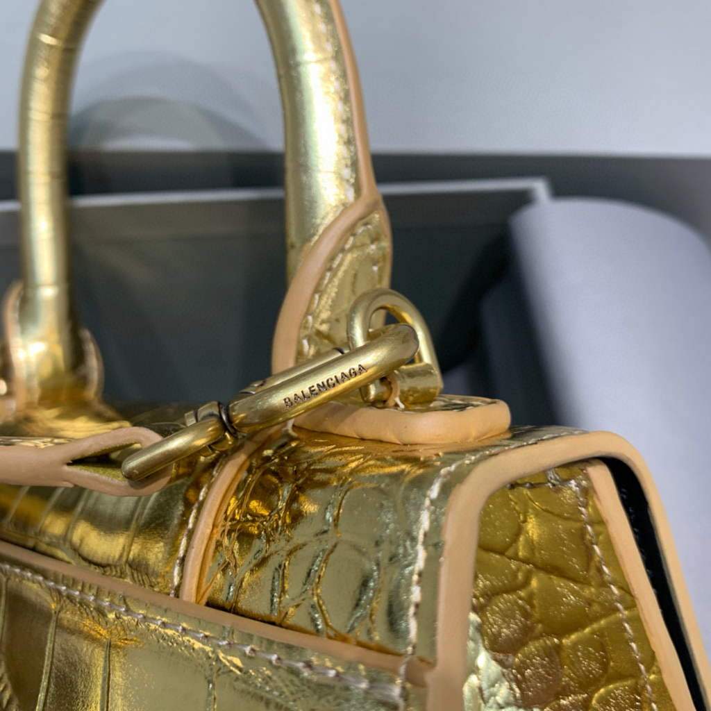 Balenciaga 592833 Hourglass XS Top Handle Bag Gold | balenciaga 592833 hourglass xs top handle bag 104