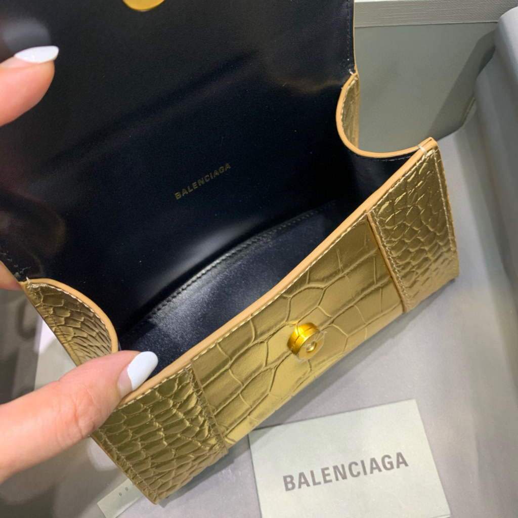 Balenciaga 592833 Hourglass XS Top Handle Bag Gold | balenciaga 592833 hourglass xs top handle bag 105