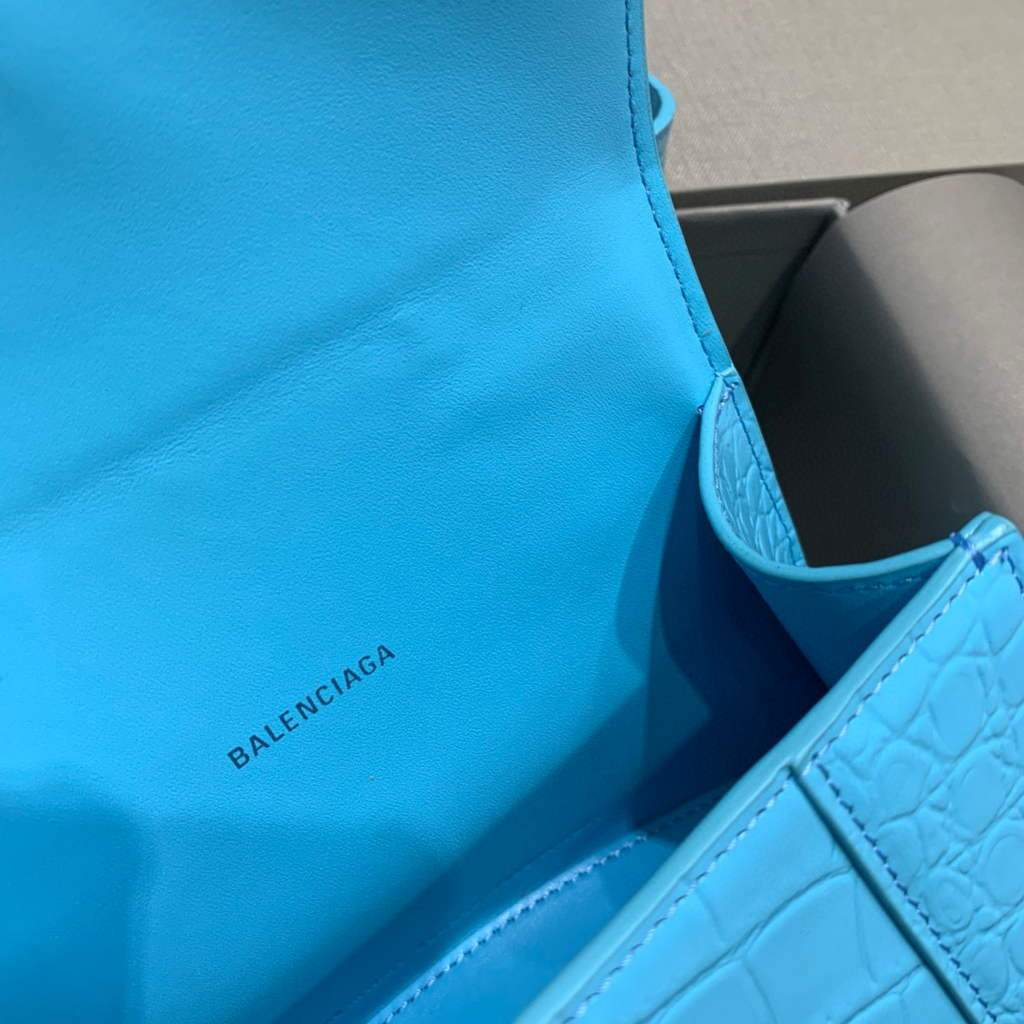 Balenciaga 592833 Hourglass XS Top Handle Bag Blue Silver | balenciaga 592833 hourglass xs top handle bag 138
