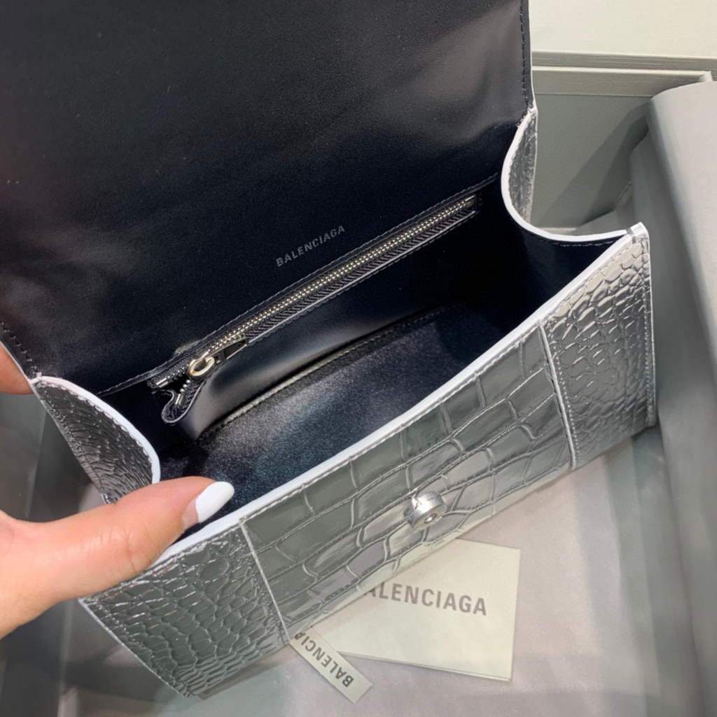 Balenciaga 593546 Hourglass Small Top Handle Crocodile Bag Silver | balenciaga 593546 hourglass small top handle crocodile bag 25 09cd687b 0d7d 4330 88fc c8059cf21821