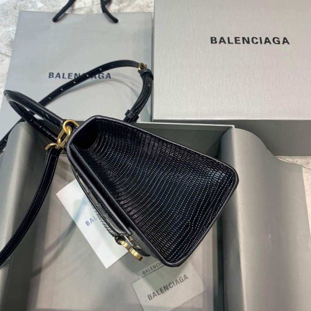 Balenciaga 593546 Hourglass Small Top Handle Crocodile Bag Black Gold | balenciaga 593546 hourglass small top handle crocodile bag 61