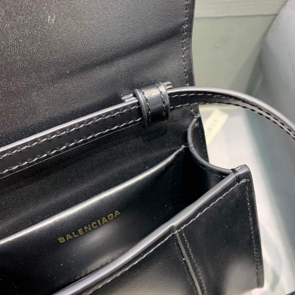 Balenciaga 664676 Hourglass Mini Top Handle Bag Black Gold | balenciaga 664676 hourglass mini top handle crocodile bag 72