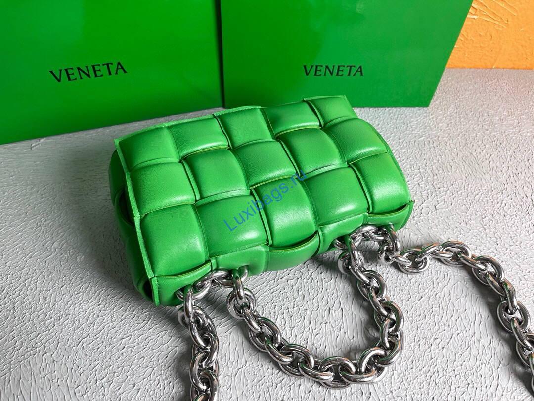 Bottega Veneta BV 20206 Chain Cassette 631421 Green Silver | bottega veneta bv 20206 chain cassette 631421 silvry 13 voguebags.ru