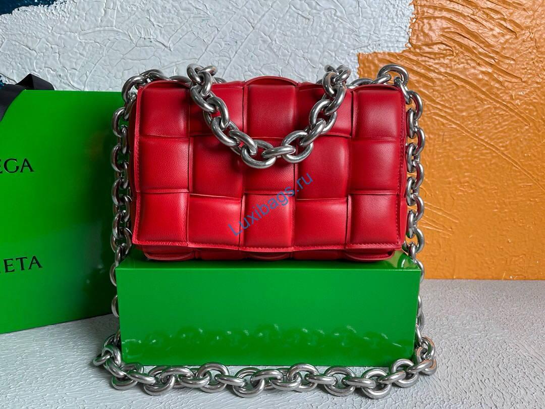 Bottega Veneta BV 20206 Chain Cassette 631421 Red Silver | bottega veneta bv 20206 chain cassette 631421 silvry 36 voguebags.ru