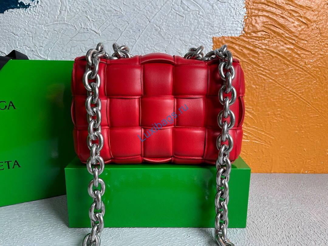 Bottega Veneta BV 20206 Chain Cassette 631421 Red Silver | bottega veneta bv 20206 chain cassette 631421 silvry 37 voguebags.ru