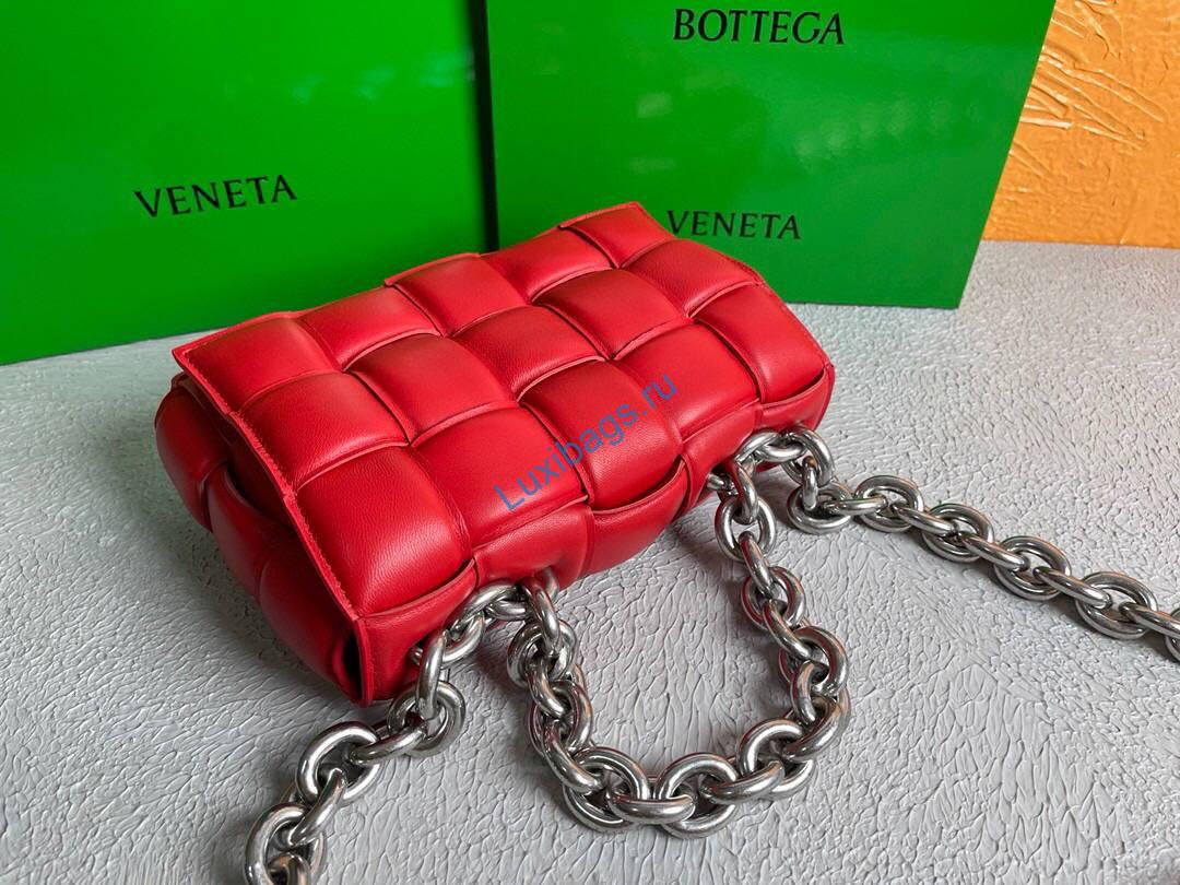 Bottega Veneta BV 20206 Chain Cassette 631421 Red Silver | bottega veneta bv 20206 chain cassette 631421 silvry 40 voguebags.ru