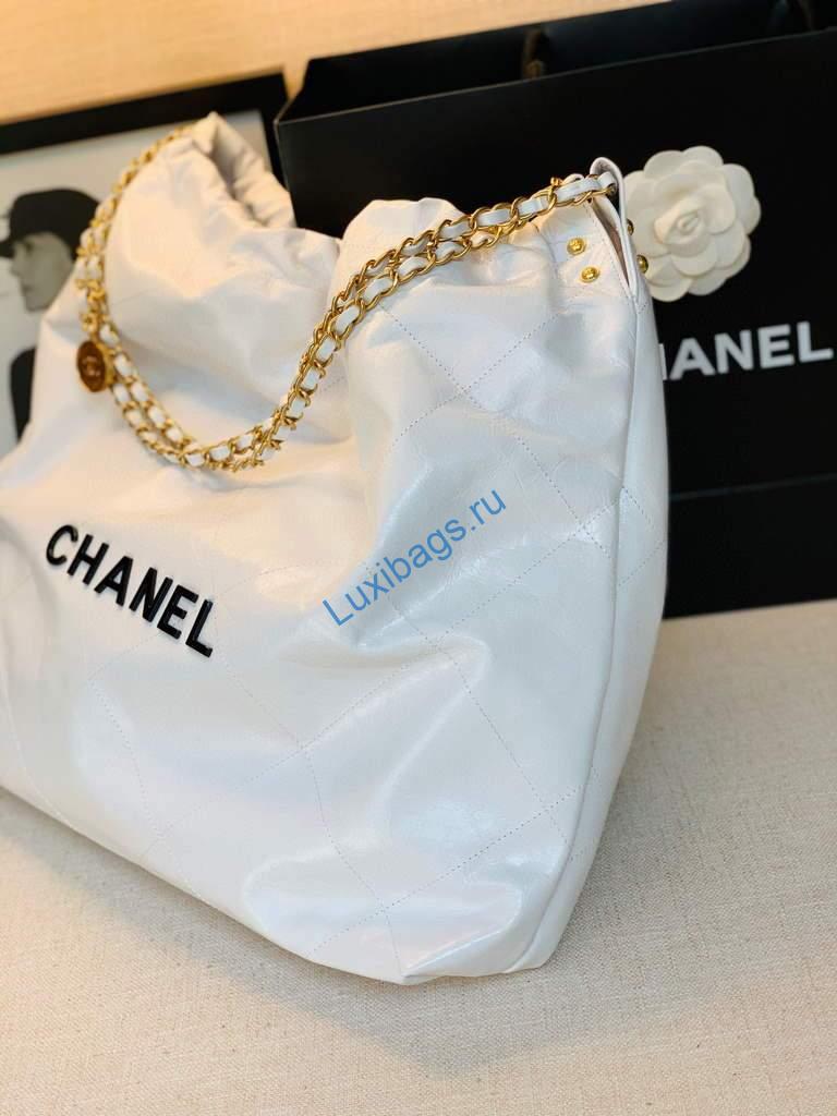 Chanel A68200 Large Chain Shopping Bag White Black | chanel a68200 large chain shopping bag 32