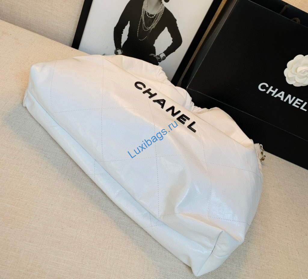 Chanel A68200 Large Chain Shopping Bag White Black | chanel a68200 large chain shopping bag 33
