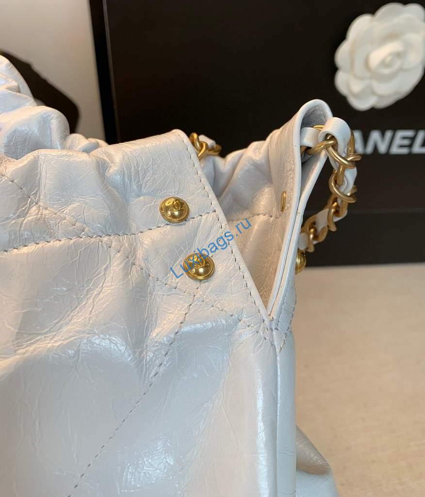 Chanel A68200 Large Chain Shopping Bag White Black | chanel a68200 large chain shopping bag 35