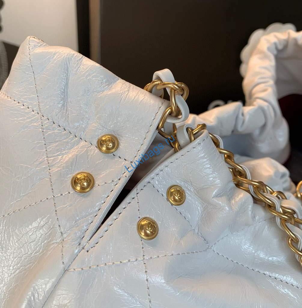 Chanel A68200 Large Chain Shopping Bag White Black | chanel a68200 large chain shopping bag 36
