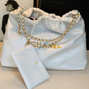 Chanel A68200 Large Chain Shopping Bag White Gold