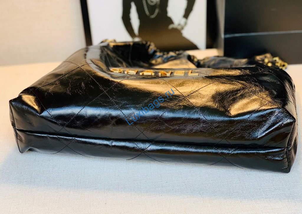 Chanel A68200 Large Chain Shopping Bag Black Gold | chanel a68200 large chain shopping bag 51