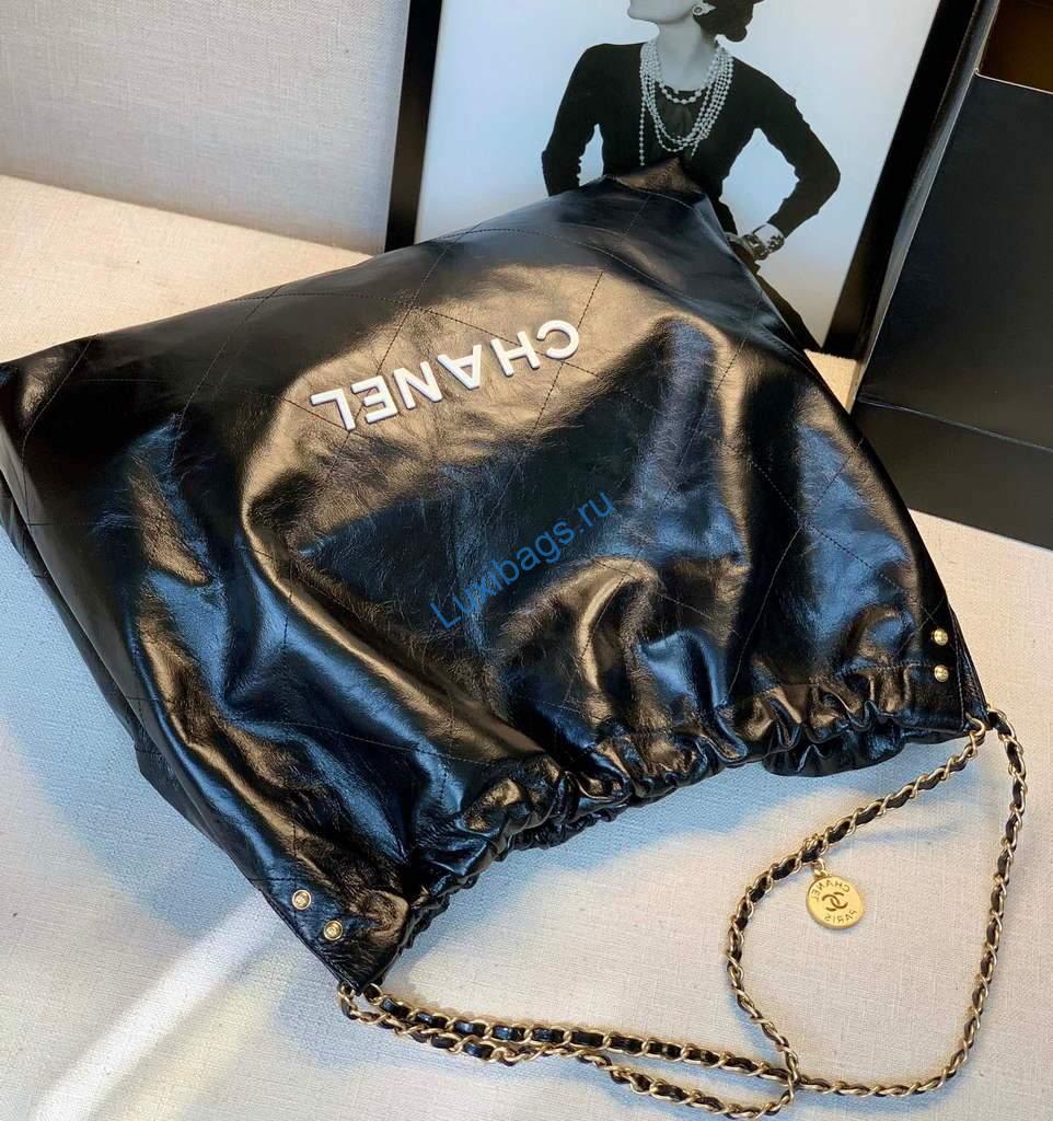 Chanel A68200 Large Chain Shopping Bag Black White | chanel a68200 large chain shopping bag 64