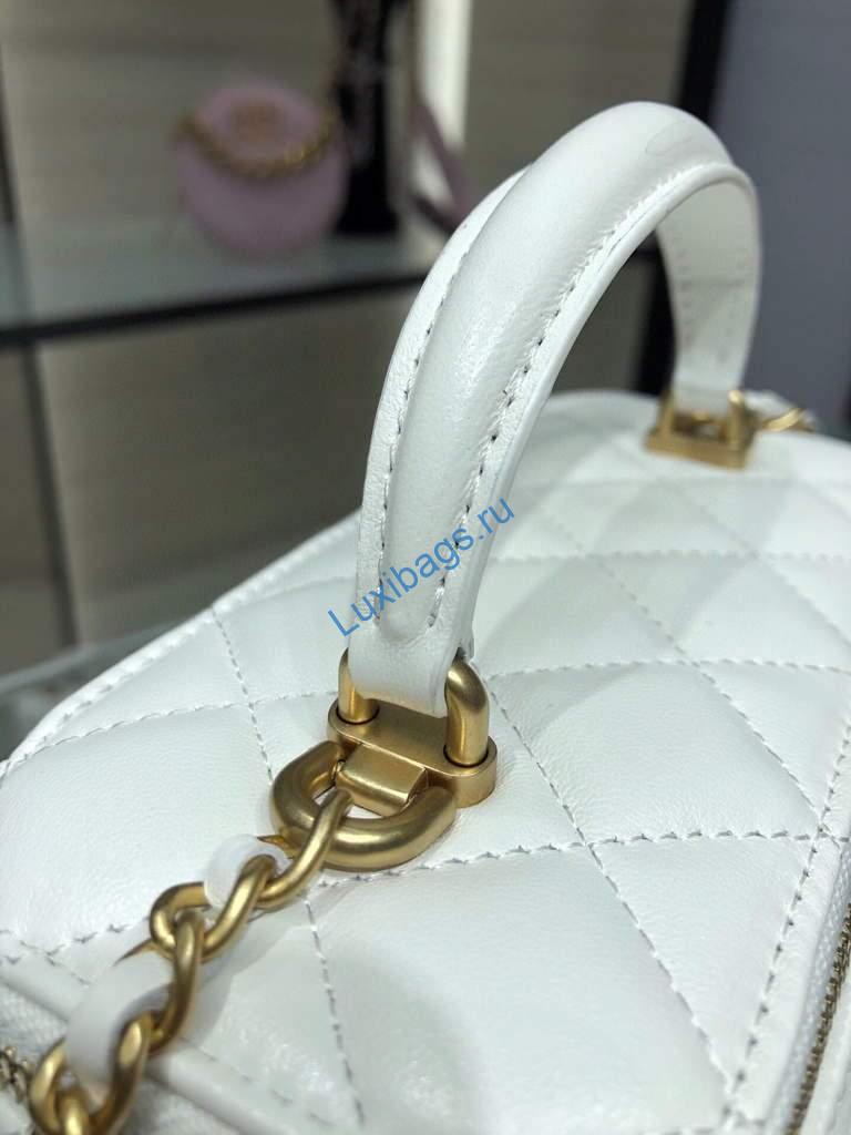 Chanel AP2199 Vanity With Chain Lambskin Gold Tone White | chanel ap2199 vanity with chain lambskin 50